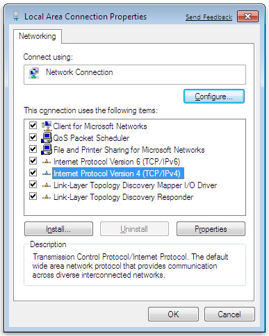 Picture of the Network Connection Properties dialog box